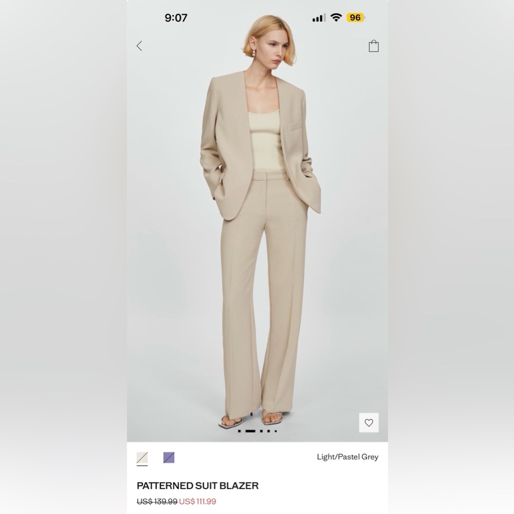 NWT Mango Light Beige Suit Blazer XS